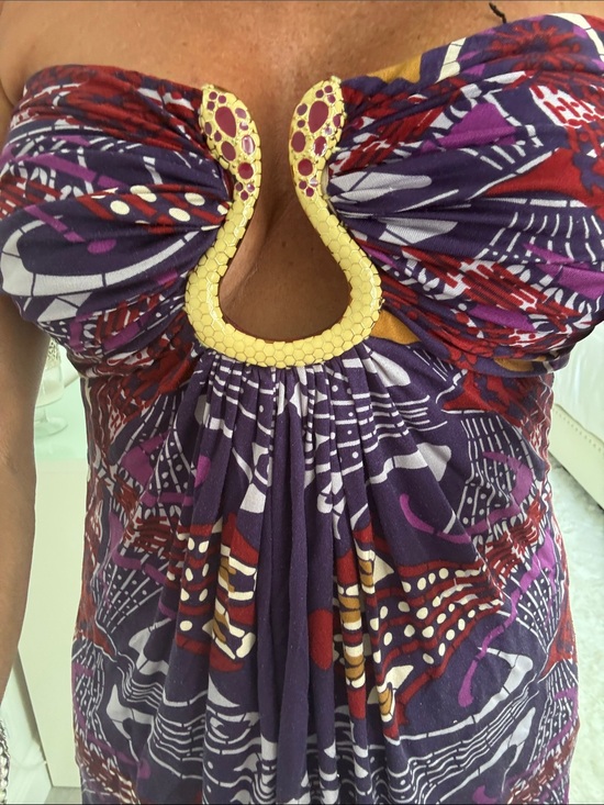 Sky Tops - Sky Strapless Top With Gold Metal Snake accent - Sexy yet classy